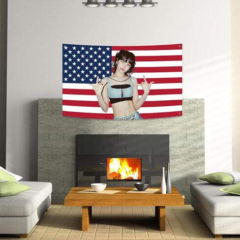 Generic LE SSERAFIM CHAEWON America Tapestry 3X5FT Funny Tapestry,with 4 Brass Grommets,Indoor Tapestry For Decorate Bar Living Room Bedroom University Dormitory in Saudi Arabia