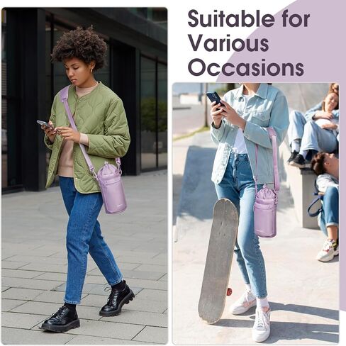 حامل زجاجة مياه من Sportsnew مع حزام، حقيبة زجاجة مياه سعة 32 أونصة مع جيب للهاتف وحقيبة حامل زجاجة مياه معزولة للمشي لمسافات طويلة باللون الأسود، في انتظار الحصول على براءة اختراع in Kuwait