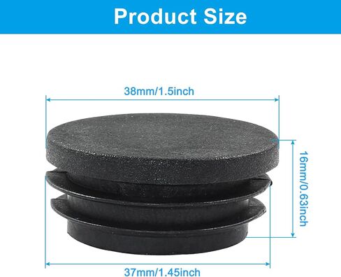 20 Pack 1" Round Plastic Plug, Furniture Pipe Tube Cover Insert Tubing End Caps for Round Tubing Post, Pipe Post, Chairs (Black) in Saudi Arabia