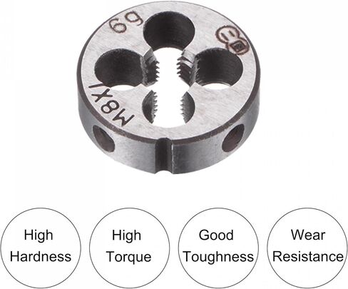 uxcell Die Stock Handle Wrench Set, M8 x 1.25 Threading Round Die and 25mm (Fit M7-M9 Dies) Holder Adjustable Wrench Hand Tool in Saudi Arabia