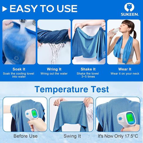 Sukeen Cooling Towel for Neck and Face (40"x12"),Microfiber Bulk Cooling Towels for Athletes Cooling Neck Wraps Instant Cooling Towels for Yoga,Gym,Golf,Running,Fitness and Workout (30pack) in Saudi Arabia