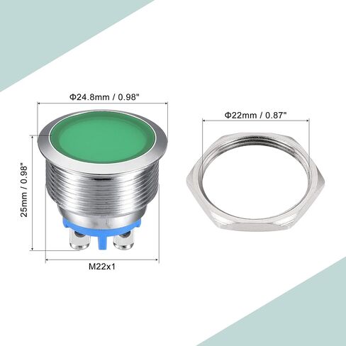 MECCANIXITY Indicator LED Light 12V 22mm M22 Panel Mount Metal Waterproof Signal Lamp with O Ring, Blue Pack of 2 in Saudi Arabia