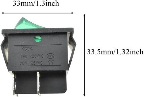 KCD3 Rocker Switch Toggle 2 Pins 2 Position ON/Off AC 16A 250V DPDT Red Led Light Illuminated Plug and Play Stable Connect Compact Easy Click in Position for Heater Press Bench 4PCS in Saudi Arabia