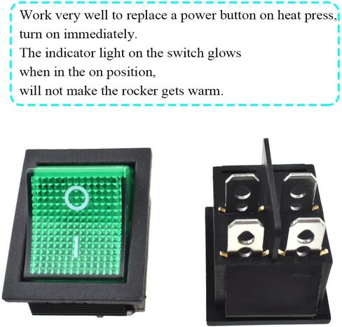KCD3 Rocker Switch Toggle 2 Pins 2 Position ON/Off AC 16A 250V DPDT Red Led Light Illuminated Plug and Play Stable Connect Compact Easy Click in Position for Heater Press Bench 4PCS in Saudi Arabia