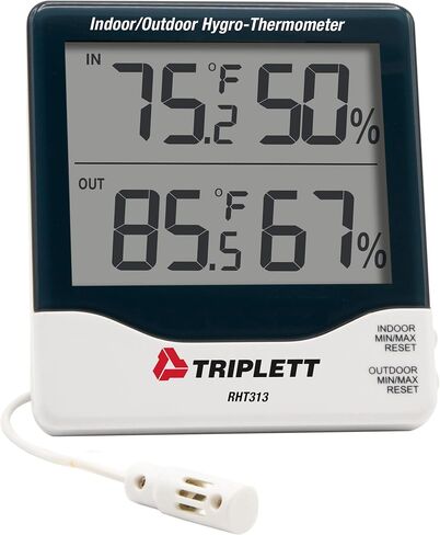 مقياس حرارة رطوبة داخلي رقمي من Triplett RHT22 مزود بشاشة عرض مزدوجة وشهادة إمكانية التتبع إلى NIST - درجة الحرارة والرطوبة in Kuwait