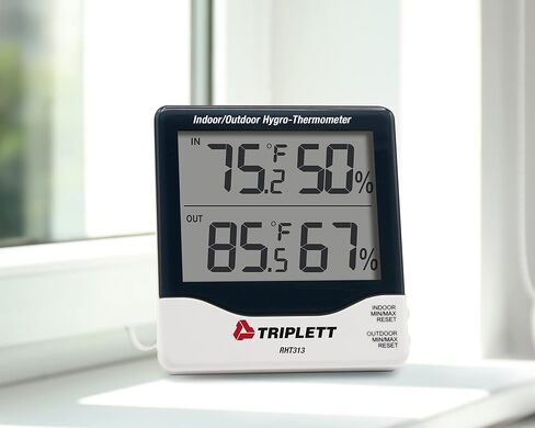 مقياس حرارة رطوبة داخلي رقمي من Triplett RHT22 مزود بشاشة عرض مزدوجة وشهادة إمكانية التتبع إلى NIST - درجة الحرارة والرطوبة in Kuwait