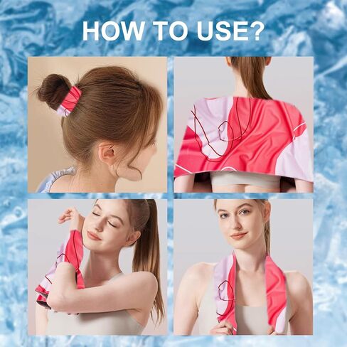 Cooling Towel for Neck and face,ice Towel Ultra-fine Fiber Cooling Material, with Cute Silicone Pouch, eas12*24-inch Pink and Purple in Saudi Arabia