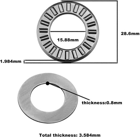 5PCS Thrust Needle Roller Bearings with 10 Washers Inner Diameter 15.88mm Outer Diameter 28.6mm Bearing Thickness 1.984mm Gasket Thickness 0.8mm in Saudi Arabia