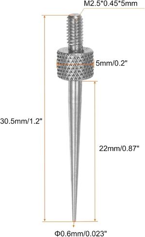 3pcs Needle Point Contact Points R0.15 M2.5 Thread 7mm Length 303 Stainless Steel Pointed Head for Dial Digital Indicators Depth Gauge in Saudi Arabia