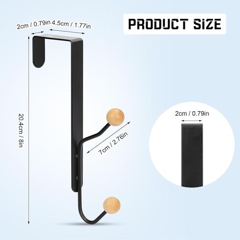 Skycase Over The Door Hooks - 4 Packs Over The Door Double Hanger Hooks,Sturdy Metal Twin Hooks Organizer Hooks for Hanging Coats, Hats, Robes, Towels, Black in Saudi Arabia