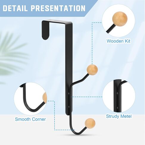 Skycase Over The Door Hooks - 4 Packs Over The Door Double Hanger Hooks,Sturdy Metal Twin Hooks Organizer Hooks for Hanging Coats, Hats, Robes, Towels, Black in Saudi Arabia