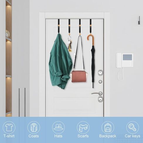 Skycase Over The Door Hooks - 4 Packs Over The Door Double Hanger Hooks,Sturdy Metal Twin Hooks Organizer Hooks for Hanging Coats, Hats, Robes, Towels, Black in Saudi Arabia
