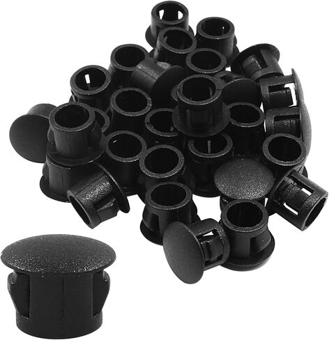 Hitefu 30PCS Plastic Hole Plugs, 1/2-Inch (13mm) Black Flush Type Panel Plugs for Furniture and Fencing Post, Ideal for Cabinet and Screw Hole Covering in Saudi Arabia