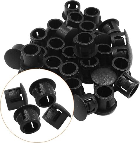 Hitefu 30PCS Plastic Hole Plugs, 1/2-Inch (13mm) Black Flush Type Panel Plugs for Furniture and Fencing Post, Ideal for Cabinet and Screw Hole Covering in Saudi Arabia