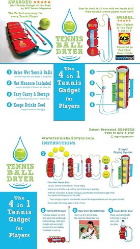 Tennis Ball Dryer -The 4-in-1 Tennis Gadget - Voted 'Best Tennis Gadget' - Includes 4 Great Features in 1. The Perfect Tennis Gift for Any Player. in Saudi Arabia
