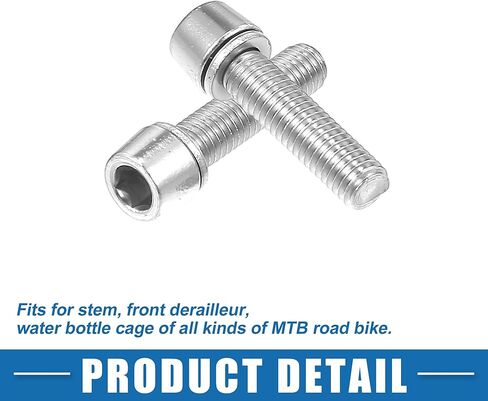 مسامير مدببة لجذع دراجة MTB دراجة متينة M5x20mm غطاء رأس المقبس مسامير صواميل فولاذية فضية اللون (مجموعة من 20) in Kuwait