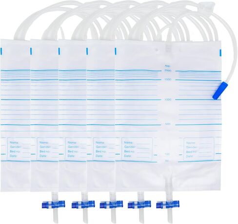 5Pcs Urine Drainage Bag, Anti-Reflux, 2000 mL Volume, 48" Drainage Tube, Clips and Hanging Hook in Saudi Arabia