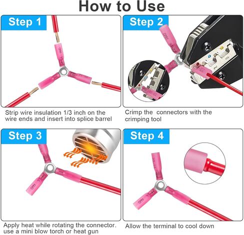 Linkstyle 20pcs 16-14 Gauge AWG 3 Way Wire Connector, Crimp Y Ring Butt Connector, Heavy Duty Heat Shrink Butt Terminals Blue in Saudi Arabia