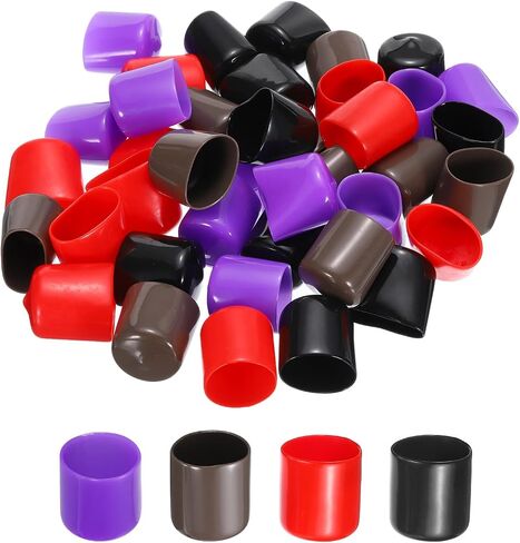 uxcell 100pcs Rubber End Caps 2mm ID Vinyl Round Tube Bolt Cap Cover Screw Thread Protectors Black, Red, Brown, Purple in Saudi Arabia