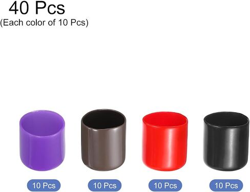 uxcell 100pcs Rubber End Caps 2mm ID Vinyl Round Tube Bolt Cap Cover Screw Thread Protectors Black, Red, Brown, Purple in Saudi Arabia