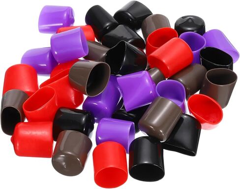 uxcell 100pcs Rubber End Caps 2mm ID Vinyl Round Tube Bolt Cap Cover Screw Thread Protectors Black, Red, Brown, Purple in Saudi Arabia