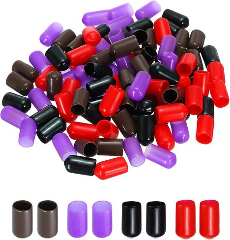 uxcell 100pcs Rubber End Caps 2mm ID Vinyl Round Tube Bolt Cap Cover Screw Thread Protectors Black, Red, Brown, Purple in Saudi Arabia