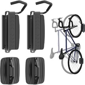 PUTORSEN Swivel Bike Wall Mount,Bike Hangers for Garage and Indoor Storage,Space Saving Sturdy Wall Mount Bike Rack,Vertical Bike Rack Holds Up to 77 lbs,2 Pack,Black