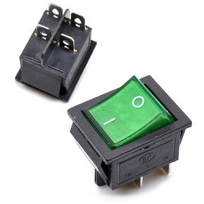 Oiyaga 2Pcs Rocker Switch KCD4 DPST 4 Pins 2 Position ON/Off AC 20A/125V 15A/250V DPST Red LED Light Illuminated Boat Toggle Switch