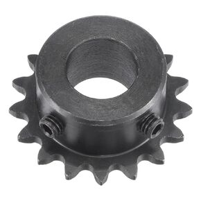 uxcell 17 Tooth Roller Sprocket B Type, 25 Chain, Single Strand 1/4" Pitch, 10mm Bore Black Oxide C45 Carbon Steel with Set Screws for ISO 04C