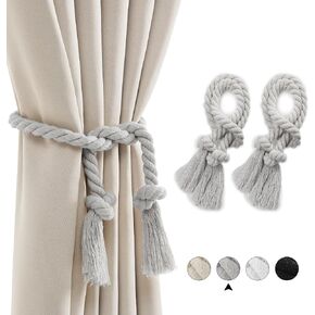 Deconovo Curtain Tiebacks Cotton Rope for Curtain Drapes for Home Outdoor Decor, Decorative Elegant Curtain Holdbacks, 2 PCS, Beige