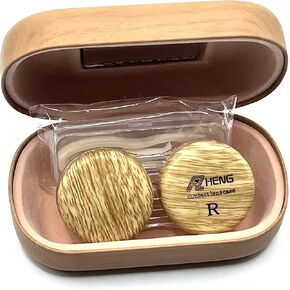 Wood Grain Contact Lens Case Compact Eye Contact Case for Travelling Portable Contact Box with Mirror Rectangle，Cute Colorful Especially Fresh Brown 4 Piece Set in Saudi Arabia