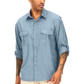 Men's Long Sleeve UV Sun Protection Shirt UPF 50+ Quick Dry Cooling,Fishing Shirt for Safari Travel Hiking