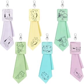 6PCS Microfiber Cleaning Cloth Cute Kitty Cat Design Thickened Glasses Cleaning Cloth Soft Microfiber Cat Themed Cleaning Cloth for Eyeglasses Lens Camera Lens Cell Phone Screens Glasses 6 x 6 Inches