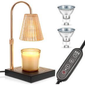 DORESshop Candle Warmer Lamp, Electric Candle Lamp Warmer with Timer(2H/4H/8H), Adjustable Height & Heat with 2 Bulbs, Ideal Gifts.
