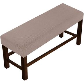 Bench Cover Slipcover Rectangle Polyester Blend High Stretch Bench Cushion Covers with Elastic Bottom Feature Textured Machine Washable Jacquard Fabric (Chocolate, Large Size)