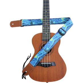 Ukulele Strap No Drill, Yellow and White Square Jacquard Woven Ukelele Strap Shoulder with Double J Hooks Clip On