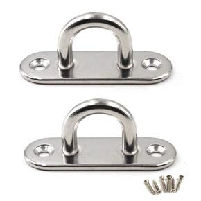 M8 Ceiling Hook Pad Eye Plate 304 Stainless Steel Wall Mount Hook Heavy Duty for Hanging (Pack of 2,Screws Included)