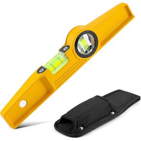 10 Inch Aluminum Die-Cast Magnetic Torpedo Level, Magnetic Professional Scaffolding Spirit Level, Torpedo Level with Rare Earth Magnet 250MM and Holster