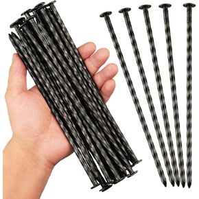9 inch Black Spiral Metal Landscapes Edging Spikes for Paver Edging - 20 Pcs Heavy Duty Garden Stakes for Weed Barriers, House Construction, Tent, Etc