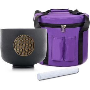 وعاء الغناء الكريستالي ذو اللون الأزرق السماوي 7 بوصة G Note 432 هرتز، قاعدة جذر الكوارتز المتجمد، شاكرا التأمل، شفاء الصوت مع حقيبة حمل متينة، حلقة دائرية من الجلد السويدي in Kuwait