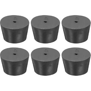 MECCANIXITY Rubber Tapered Plug 37mm to 45mm Solid Test Tubes Bungs Stopper with Hole Black for Lab 6 Pieces