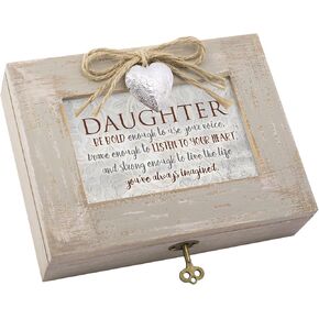 Cottage Garden Daughter Be Bold to Use Your Voice Natural Taupe Jewelry Music Box Plays You Light Up My Life