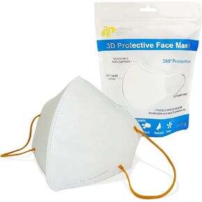 3D Disposable Face Masks; Cup Dust with elastic earloops; F.E. >98%; 30PCS/BAG (White)