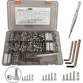 1520Pcs Hex Socket Head Cap Screws Sets Metric Stainless Steel M5 M4 M3 Screw Nuts and Bolts Assortment Kit with Flat Washers Lock Washers Machine Bolt in Saudi Arabia