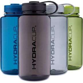 Hydra Cup Sport [4 Pack] 32 oz Wide Mouth Water Bottles, Large Sports Water Bottle with Strap Handle, Travel To Go, BPA Free (Dark Colors)