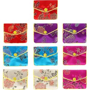 LETURE Jewelry Silk Purse Pouch Gift Bags, Small Travel Jewelery Organizer Bag Box for Earrings Necklace Bracelet Ring Accessory Storage Holder Bag (SMALL-10PCS)