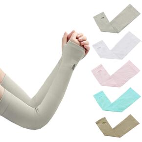 ANIAC للنساء والفتيات من الأشعة فوق البنفسجية للحماية من الأشعة فوق البنفسجية، أكمام أذرع تبريد بعامل حماية من أشعة الشمس 50+ ملحقات حماية من الشمس، غطاء حماية مضاد للأشعة فوق البنفسجية (رمادي + أزرق + أبيض + وردي + عاري) in Kuwait