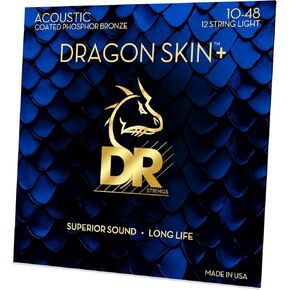 DRAGON SKIN+ - Coated Phosphor Bronze Acoustic Guitar 12 Strings – DAP-10/12 – Superior Sound with Comfortable Feel & Long Life: 12-String Light 10-48