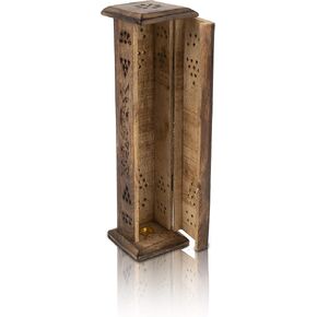 Wooden Incense Stick & Cone Burner Holder Tower Large Organic Eco Friendly Ash Catcher Agarbatti Holder Rustic Style Hand Carved for Meditation Yoga Aromatherapy Home Fragrance Products in Saudi Arabia