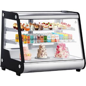 Commercial Cake Display Refrigerator, 5.3 Cu.Ft./149L Single-Door Merchandiser with Interior LED Lighting, Double-Layered Glass, Countertop/Floor Refrigerator, 110v